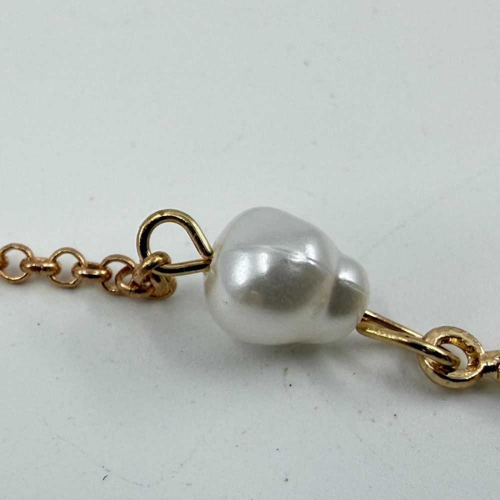 Gold Tone Starfish Bracelet Coastal Beach Jewelry White Pearl Accent Trendy Gift - Picture 6 of 14